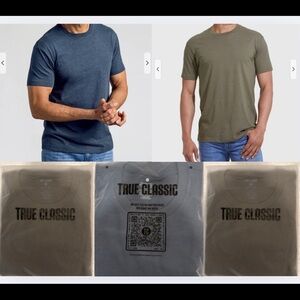 True Classic Men's Short Sleeve T-Shirt Set - Navy and Olive Set of 3